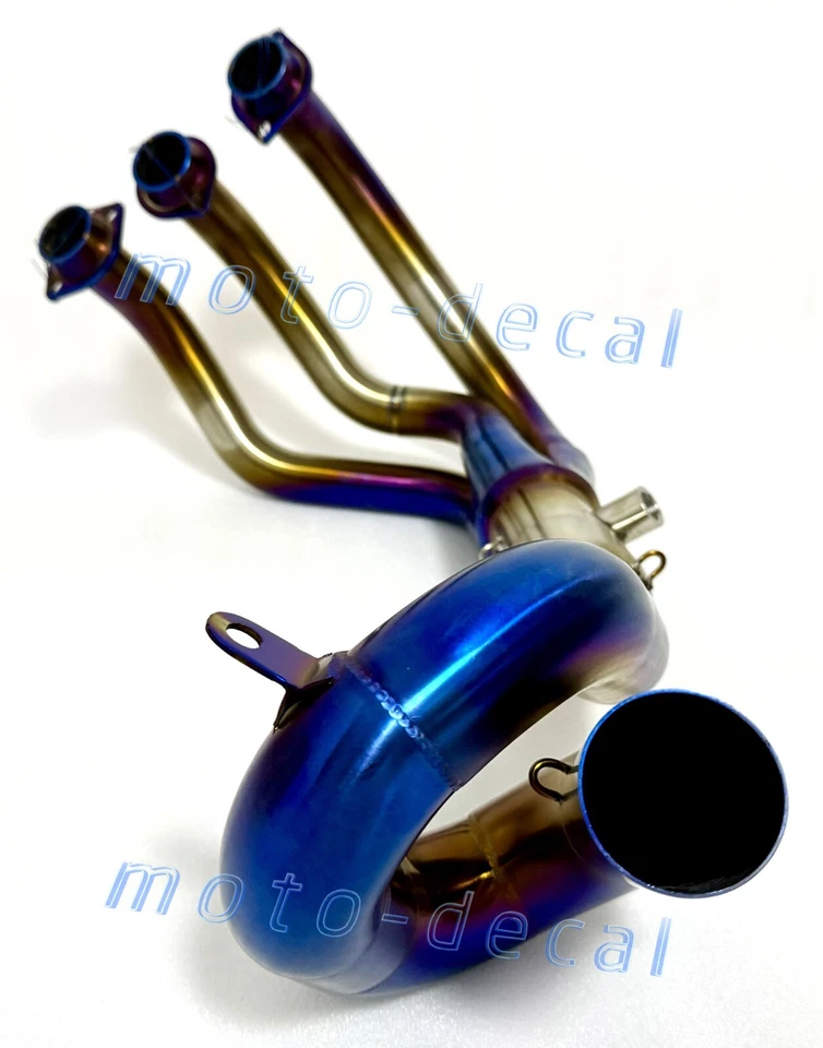 Silenciador de escape para Yamaha FZ09 2015-2019 cabezal colector de tubo de enlace delantero azul Foto 3 de 4