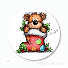 TEDDY BEAR CHRISTMAS STOCKING SCRAPBOOK STICKERS ENVELOPE SEALS HOLIDAY FAVORS