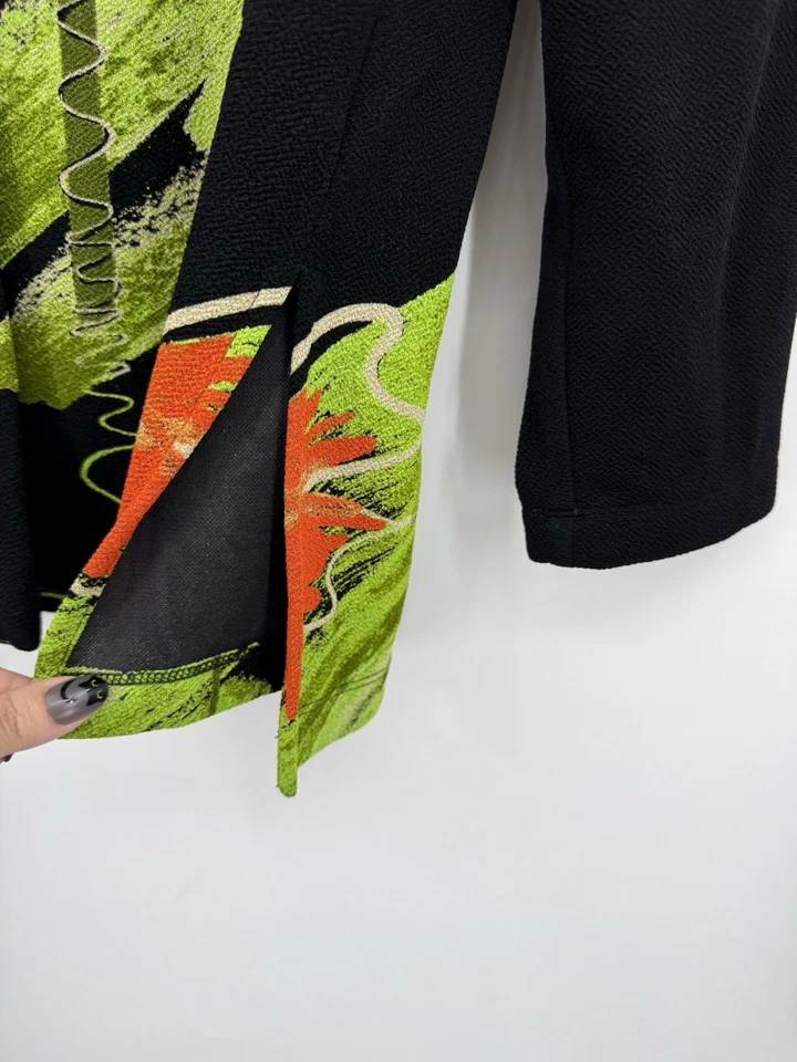 Jaqueta Moonlight Y S Moda Feminina Média Preta Arte Floral Colorida Feita nos EUA - Imagem 4 de 4