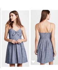 Madewell Women’s Size 6 Blue Sweetheart Bow Smocked Fit & Flare Short Dress
