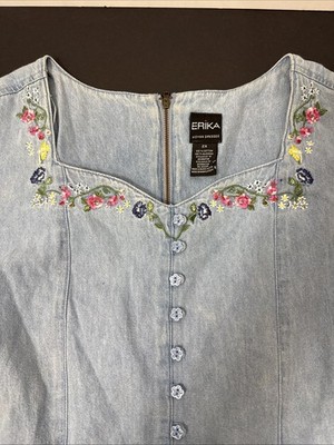 Erika Vintage Denim Plus Size Dress 2X