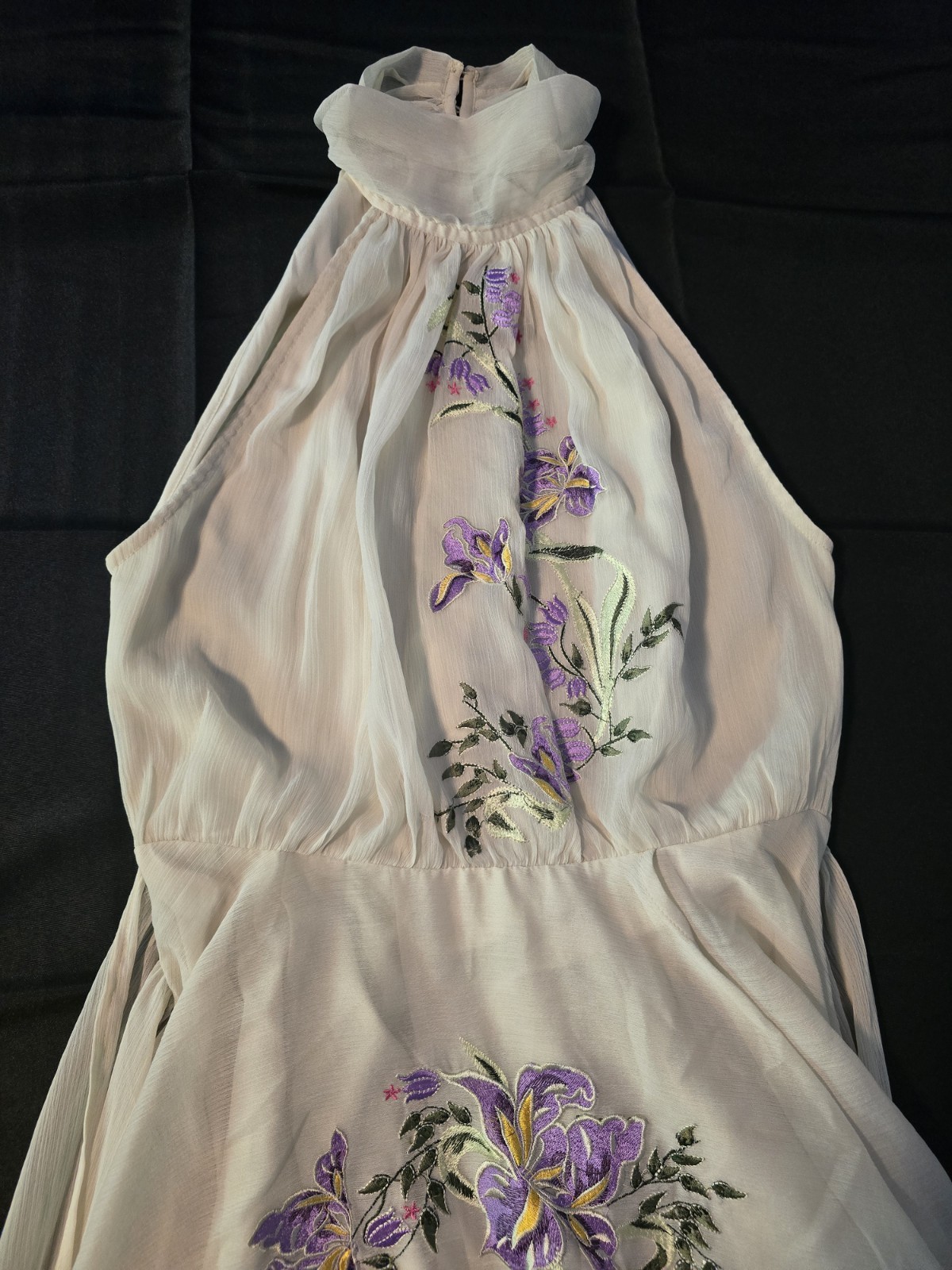 ASOS Embroidered Floral Purple Flowers Maxi Dress With Cut Out Back Size 8