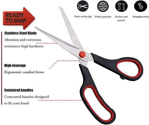 Scissors, Multipurpose Office Scissors,8.5 Inch Ultra Sharp Shears, Comfort-Grip - Picture 3 of 12