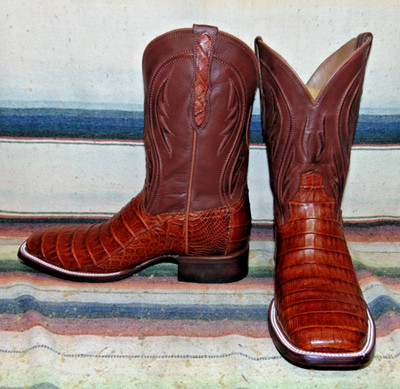 Mens Rujo The Roscoe  Caiman / Leather Handmade Cowboy Boots 10 D New w/o Box