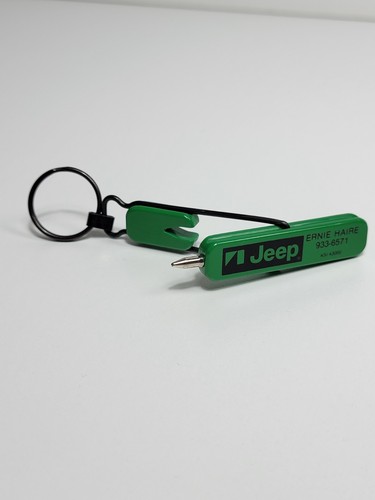 Vintage Jeep Folding Ballpoint Pen Keychain Dealer Key Ring Fob Made In Italy - Picture 3 of 7