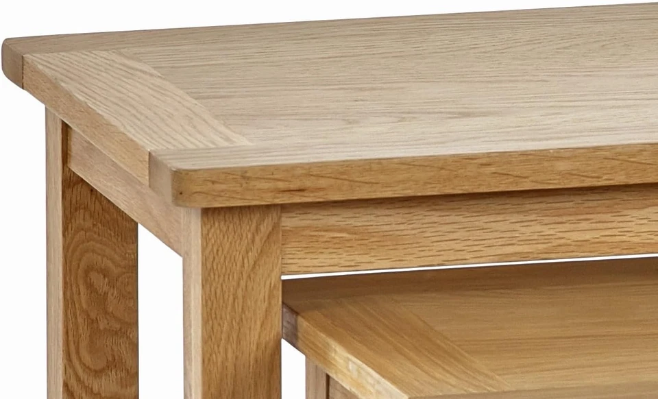 Oak Wood Nesting End Tables Set of 2 Rectangular Space Saving Side Table - Image 3 of 4