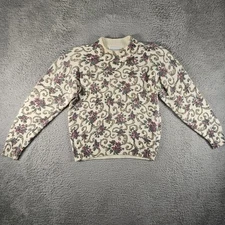 Vtg Paris Sport Club Sweater Womens L AOP Floral Silk Angora Blend 80s 90s Retro