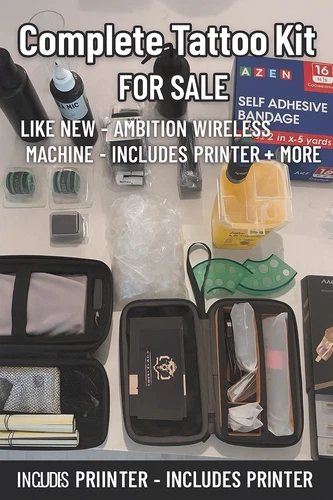 Complete Tattoo Kit for Beginners – Ambition Wireless Machine + Accessories - product listing photo