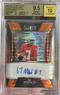 2022 Select CJ Stroud Rookie Auto Orange Pulsar 07/30 Jersey Match BGS 9.5 💎 🔥