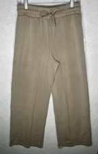 Splendid x Cella Jane Pants Womens Small Taupe Textured Wide Leg Cropped RSA4871