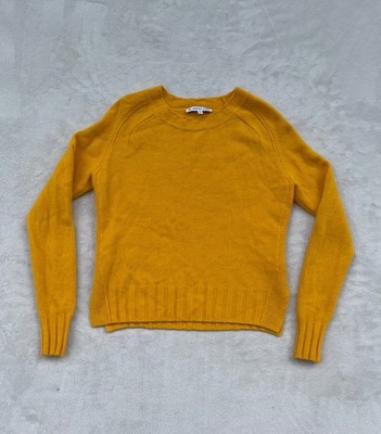 The Cashmere Project Sweater Womens S Mustard Yellow Raglan sleeves ribbed trim