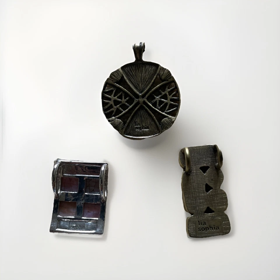 LOT  of Vintage Three (3) Lia Sophia Pendants 1 Round 2 Rectangle - Image 2 of 2