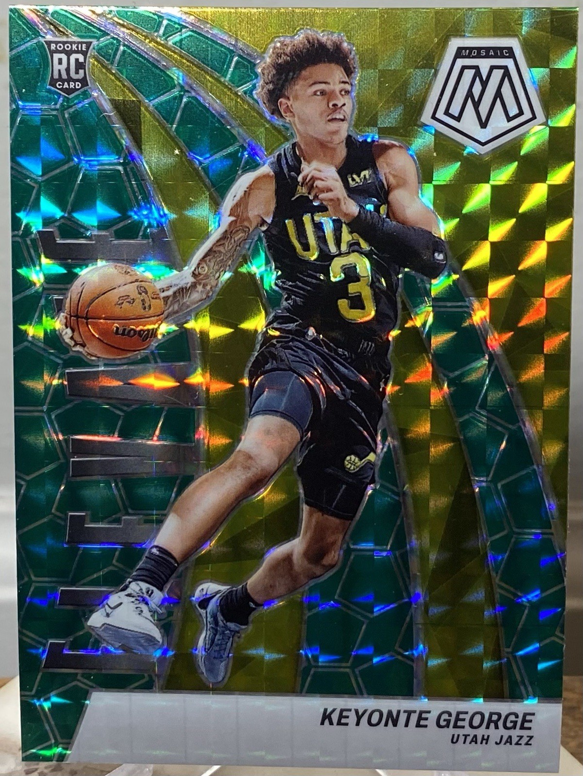 2023-24 Panini Mosaic - Elevate Keyonte George #22 Green Mosaic Prizm (RC)