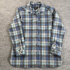 Vintage Pendleton Flannel Board Shirt Men s M Plaid Blue 100 Wool Button Down