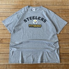 VTG Pittsburgh Steelers T-Shirt Mens L 90s Made In USA Essential NFL Gray