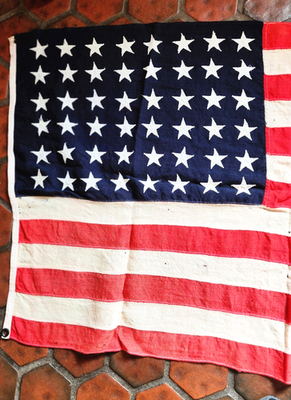 ANTIQUE 48 STAR AMERICAN FLAG HAND MADE WOOL SEWN STARS 30