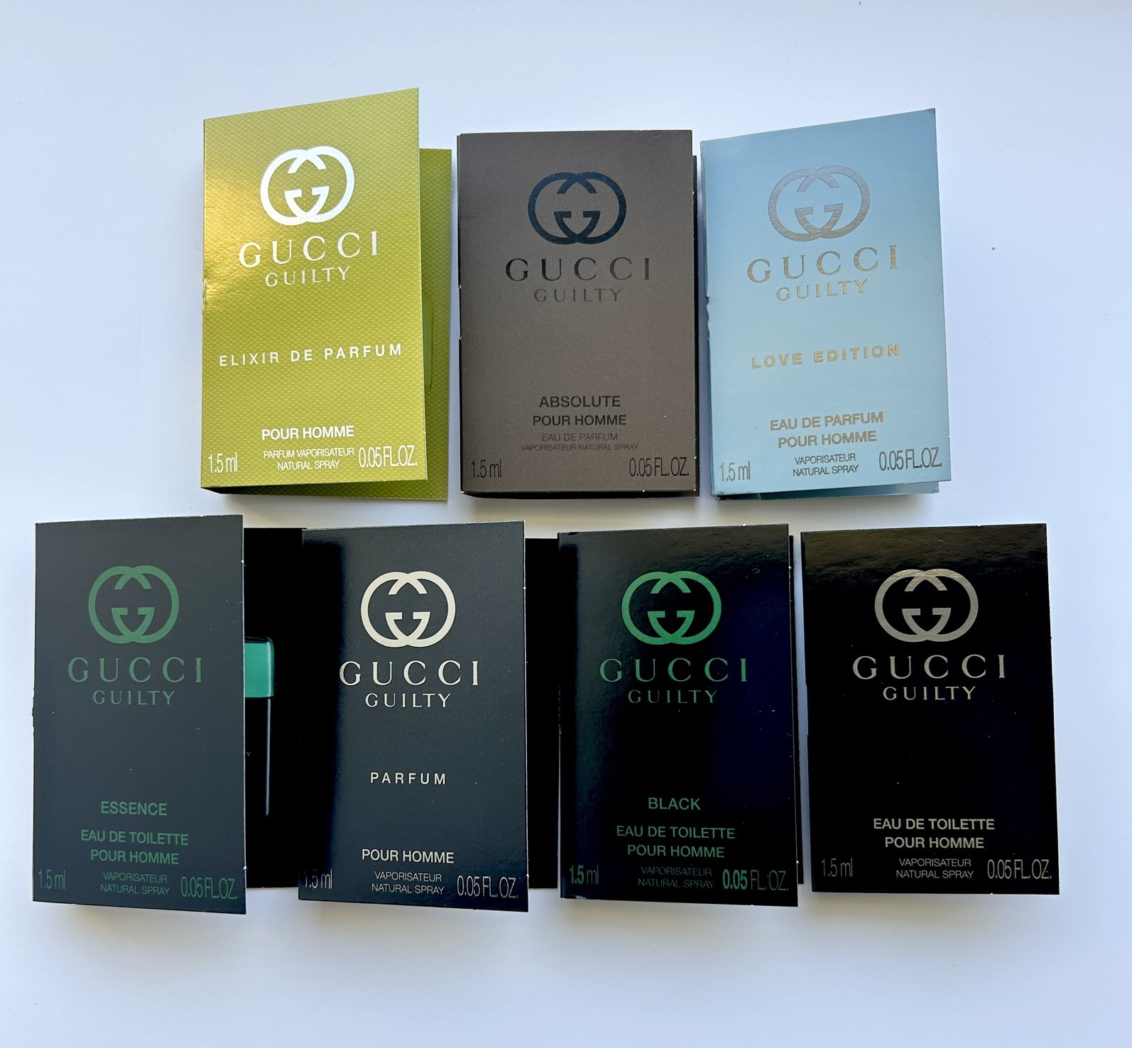 Gucci Guilty Men Cologne Collection Sample Spray Vials 7pc Set