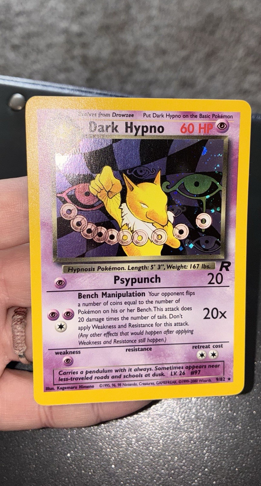 Pokémon Dark Hypno Holo Rare TCG Card 9/82