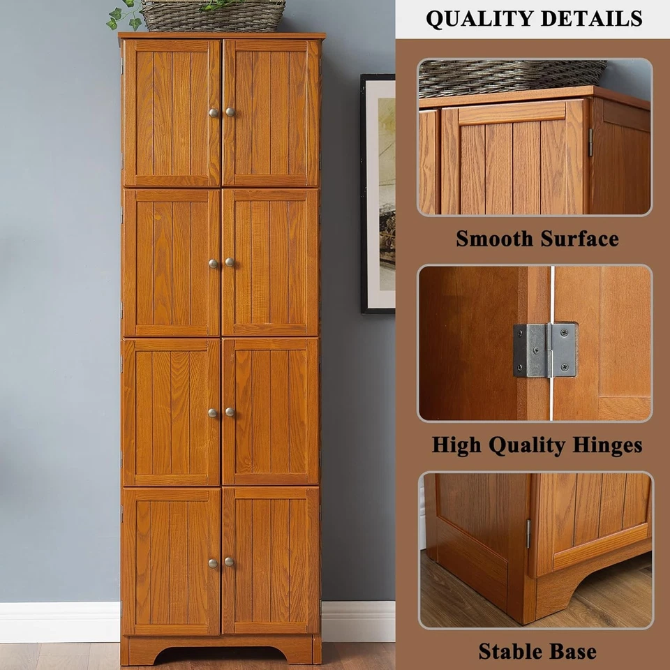 72" Tall Farmhouse Storage Cabinet,4 Tier Kitchen Pantry Cabinet Storage Cabinet - Image 4 of 4