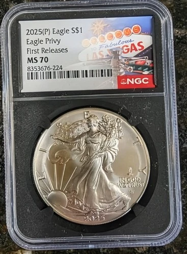 2025 (P) American Silver Eagle w/ Eagle Privy NGC MS70 First Releases