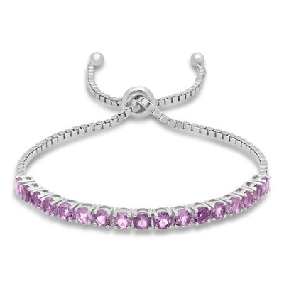 925 Sterling Silber Armband rund Edelstein Bolo verstellbar