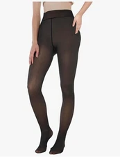 Womens Fleece Lined Tights Sheer Fake Translucent Pantyhose Thermal Tights