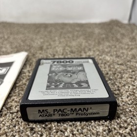 Atari 7800 Ms PAC-MAN Cartridge & Manual 1987 Tested & Working