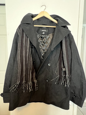 CLAIBORNE men's Charcoal Wool Insulated Pea coat jacket Size XXL tall NWO 