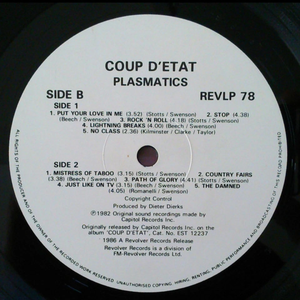 Vinyl Schallplatte Plasmatics Coup D'Etat 19876 UK - Bild 4 von 4