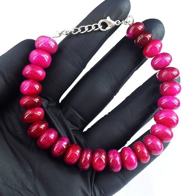 Exklusives 193,00 kt Rubin Einzelstrang Best Perlen Wunderbares Armband RK 32E795