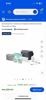 Elvie Stride Plus Hands-Free Electric Breast Milk Pump Suction/With Extras