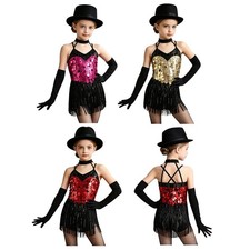 Kids Girls Costume Stage Dress Ballroom Dancewear Modern Latin Performance