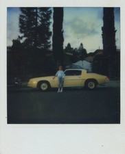 1970s Chevy Camaro Car Yellow Young Woman Polaroid Instant VTG Photo