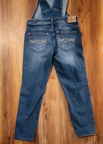 Abercrombie Kids Denim Overalls Kids Size 11/12 Distressed - Picture 7 of 9