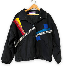 Marylou Ozbolt Storer Vintage 90s Wool Varsity Embroidered Coat Jacket Medium