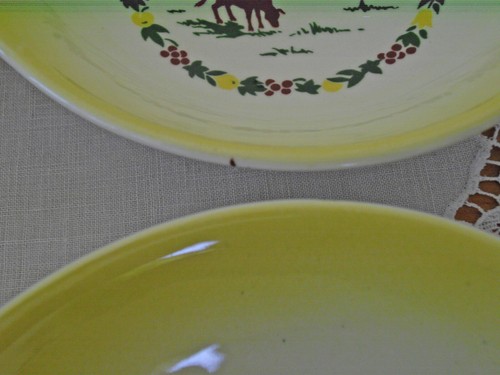 Vintage Salem Grant Crest COUNTRY CHARM Yellow 6 1/2" Lug Handle Bowls ~Setof4 - Picture 13 of 19