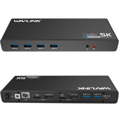 WAVLINK USB-C Dock Dual 4K Monitor DisplayLink Docking Station 2HDMI 2DP