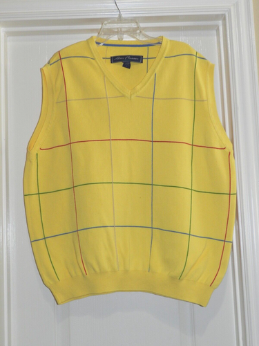 ALAN FLUSSER Golf V-Neck Sweater Vest - L Yellow EUC