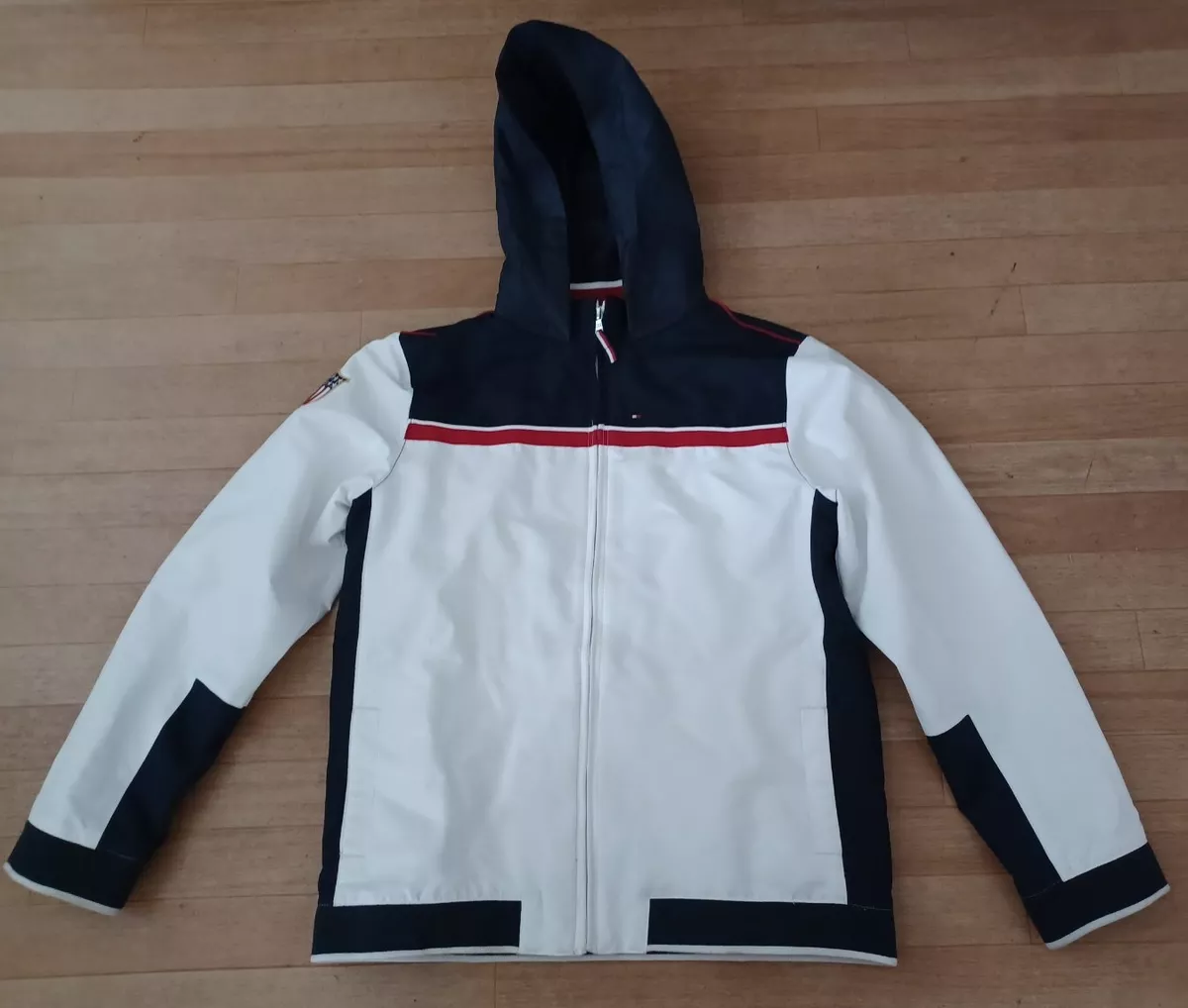 Tommy Hilfiger USA Olympics Wind Breaker Full Zip Coat Hidden Hoodie Boys  16-18