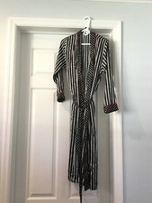 CINEMA ETOILE Black/Ivory Striped Black/Ivory Polka Dot Red Trim Robe. Small