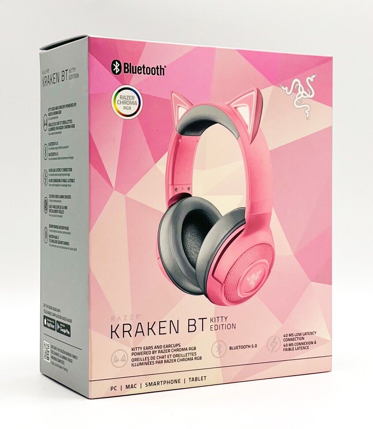 Auriculares Gamer Razer Kraken Bt Kitty Edition Quartz Inalámbricos Rosa  Con Led Rgb