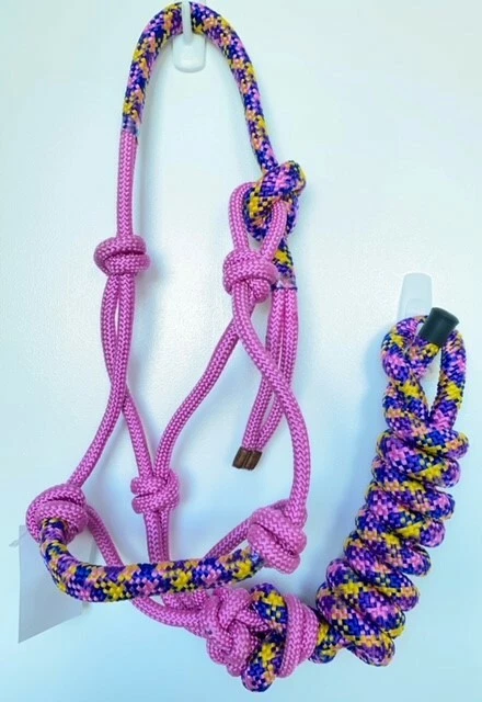 Braided Rope Halter, Rope Headstall 7ft lead Pony Cob Full XFull Various Colours - image 3 of 4