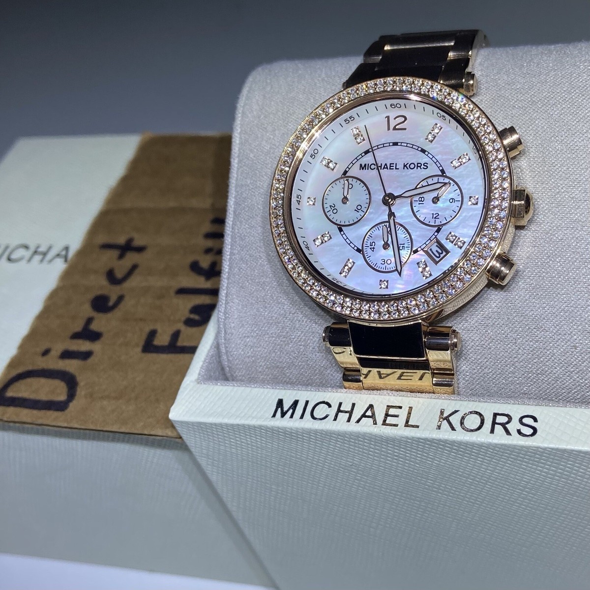 Michael Kors Parker White Dial with Diamonds Rose Gold Steel 
