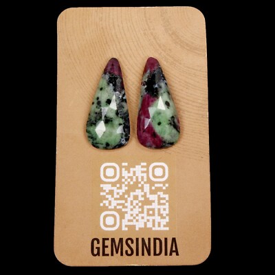 47.50 Ct Natural Bi Color Ruby in Zoisite Rose Checker Cut Gems Pair For Earring
