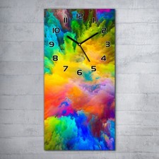 Glasuhr Wanduhr Küchenuhr Echt-Glas Bunte Tinte in Wasser abstrakt 30x60