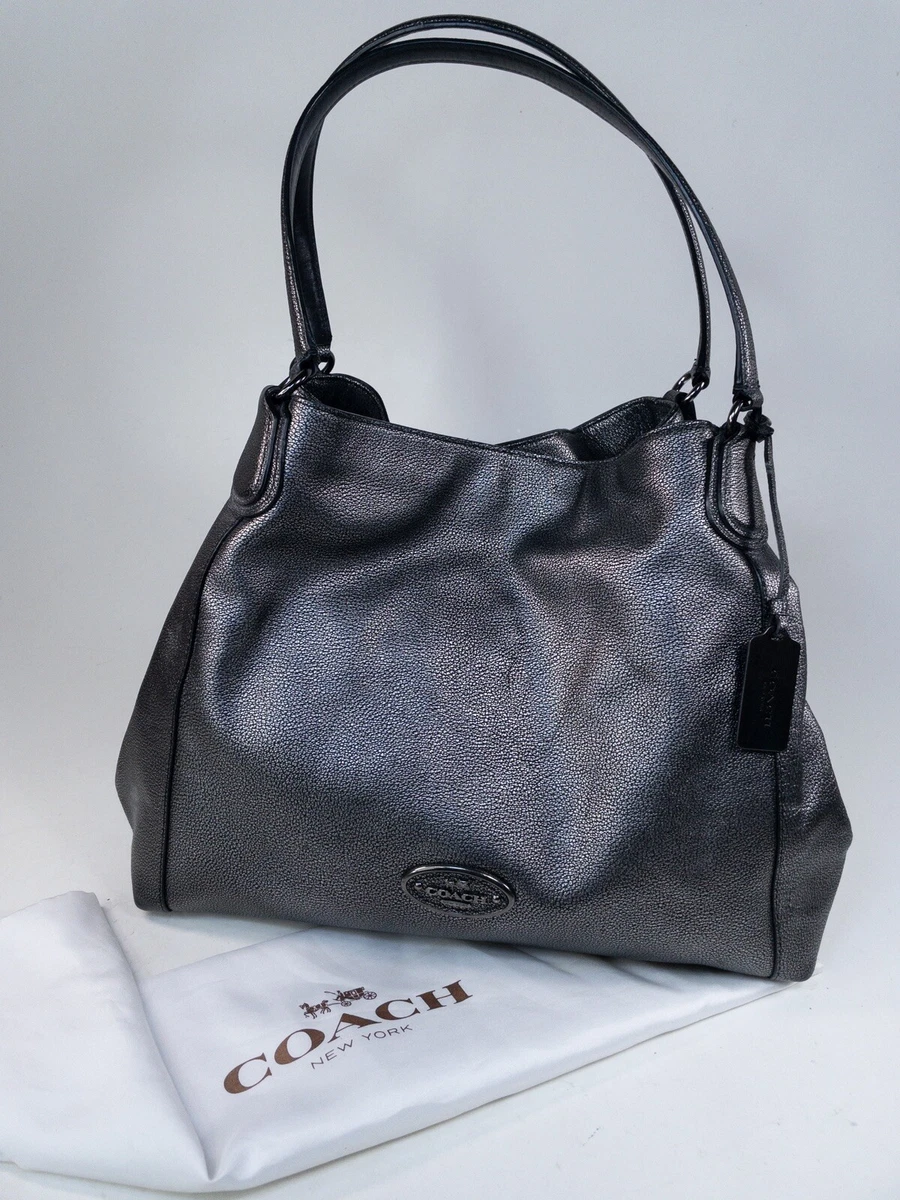 Coach edie metallic gunmetal clearance