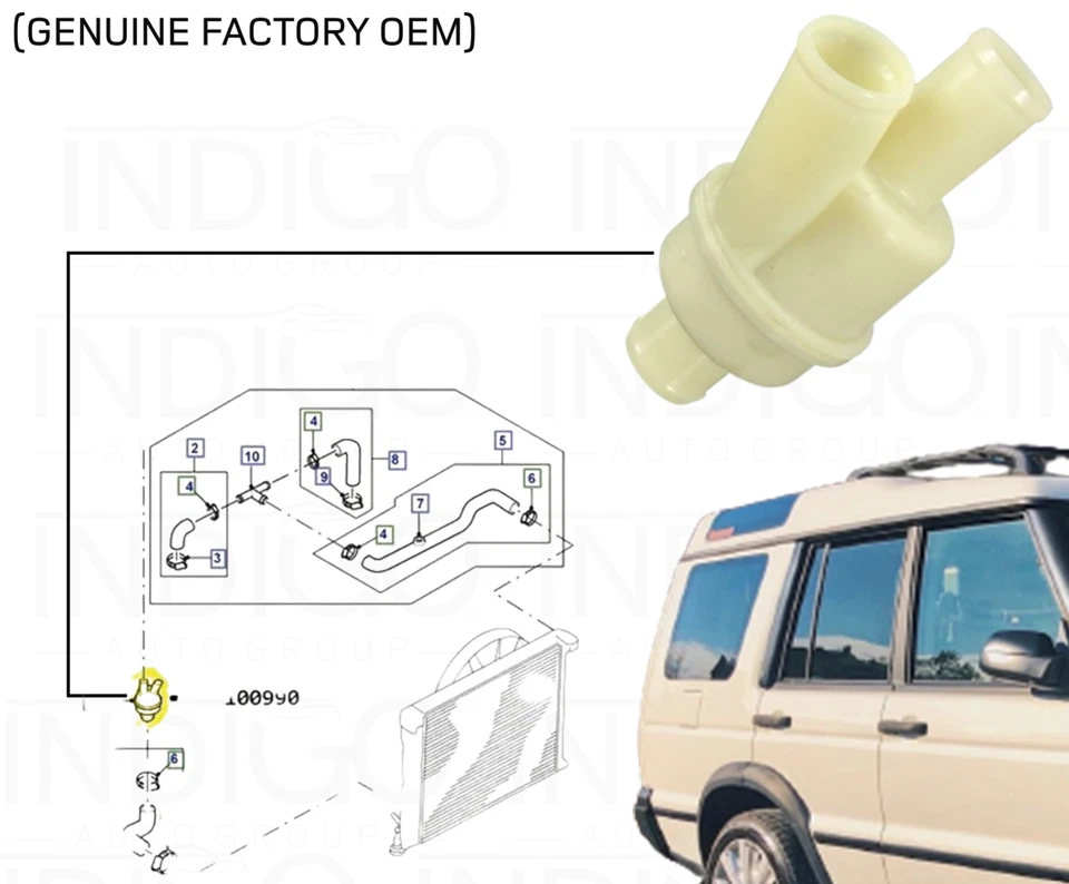 Termostato Land Rover Discovery 2 1999-2004 original de fábrica fabricante de equipamento original PEM100990 - Imagem 2 de 4