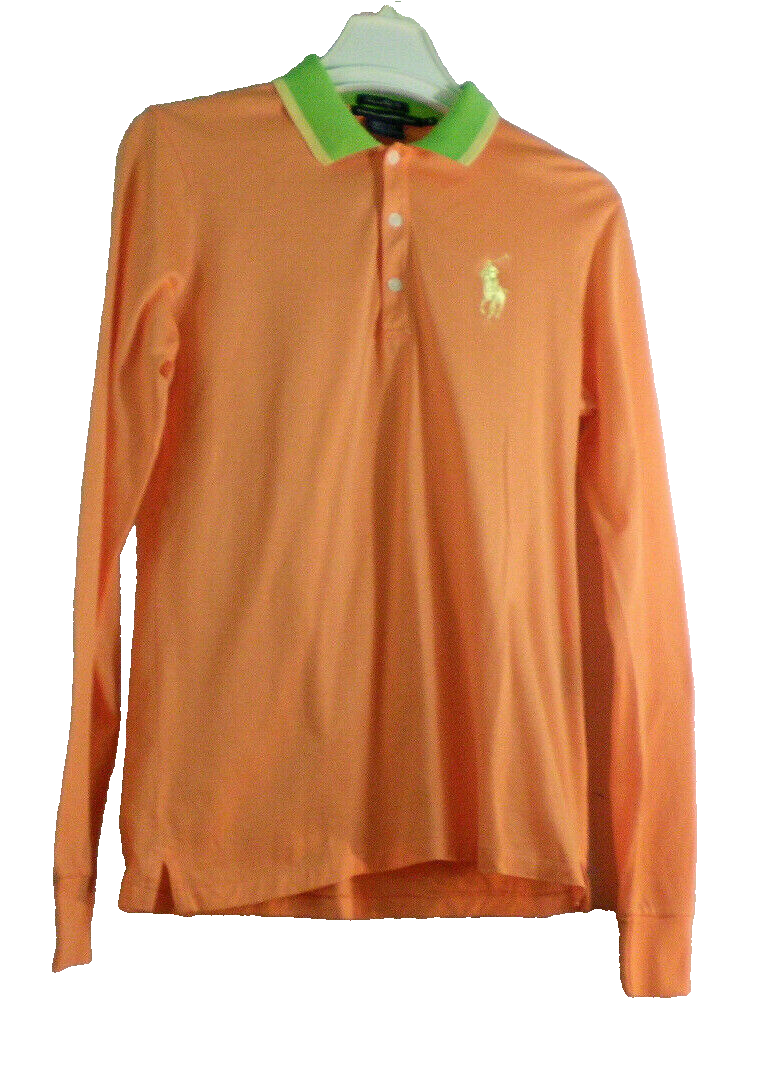 Ralph Lauren Golf Camicia Uomo Piccola Sartoriale Arancione 100% Cotone Pony LS