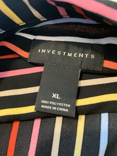 XL Womens Blouse, Slenderizing Vertical Stripes, Colorful Button Down, Pockets! - Picture 13 of 15