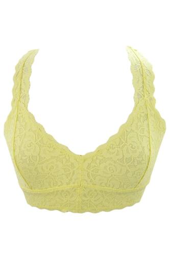 Floral Lace Raceback Soft Bra with Mesh Lined BRALETTE Sexy Lace Top - Picture 28 of 33